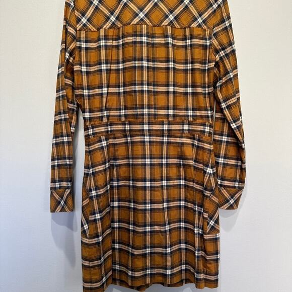 NWT Veronica Beard Fern Mini Shirt Dress Plaid Flannel Saffron Long Sleeve 10 - Picture 8 of 9